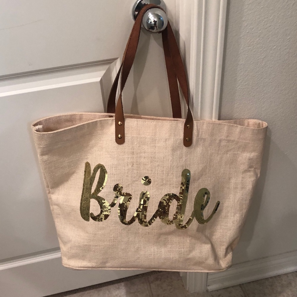 Adorable Bride Tote Bag Sequin